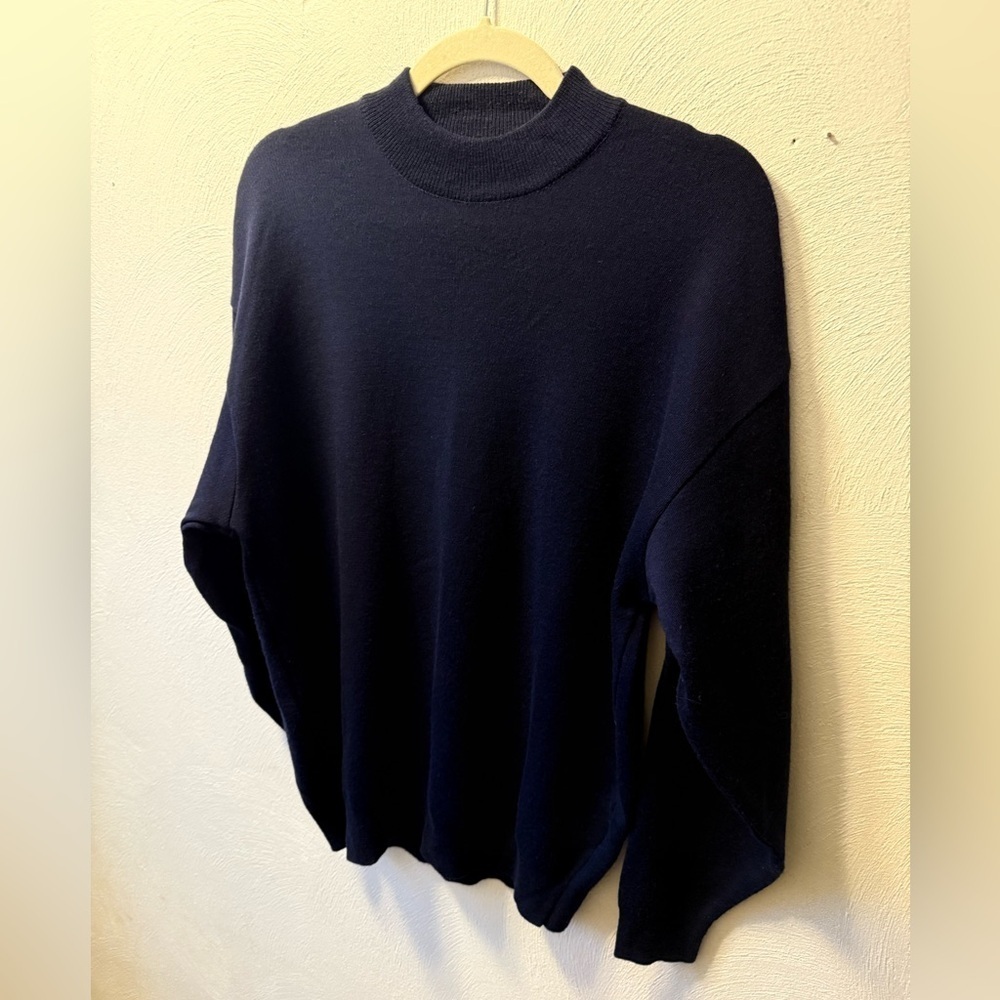 Tundra Canada Men’s 100% Merino Wool Mock Neck Sweater Navy Blue Quality M - Picture 4 of 6